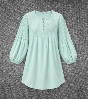 Vineyard Vines Mint Green Cotton Linen Pintuck Tunic Dress M thumbnail 1