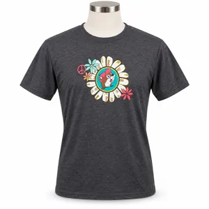 Buc-ee's Large T-Shirt Gray Hippie Van Daisy Peace Soul Shine Graphic Tee Retro thumbnail 1