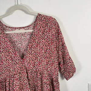 Natural Life Ditsy Floral Mini Babydoll Dress Boho Preppy Pockets Womens XS/S thumbnail 3
