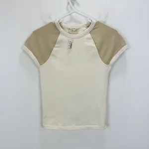 Madewell Raglan Sleeve Baby Tee Shirt Minimalist Basics Sporty Beige XXS NWT thumbnail 4