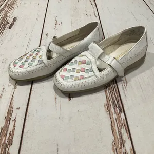 Mushroom White Pastel Weave Toe Leather T Strap‎ Mary Jane Shoes thumbnail 9