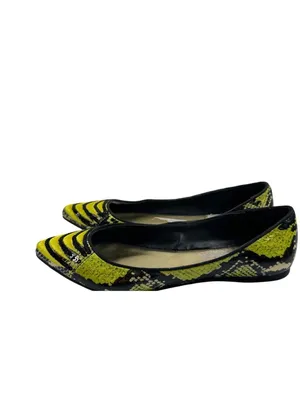 Embroidered Womens Size 6.5 Snake Ballet Casual Flats Green & Black thumbnail 10