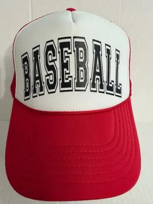 OTTO Red and White 'BASEBALL' Trucker Hat thumbnail 2