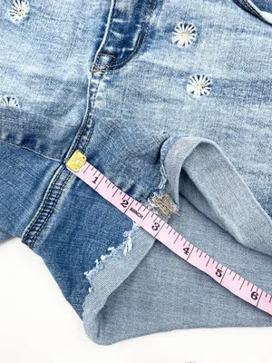 American Eagle Hi-Rise Shortie Size 4 Daisy Embroidered Denim Jean Shorts Cotton thumbnail 12