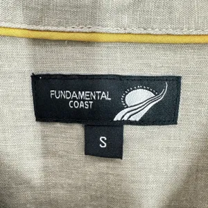 Fundamental Coast Linen Blend Short Sleeve Button Up Shirt Camp Top Beige Size S thumbnail 5