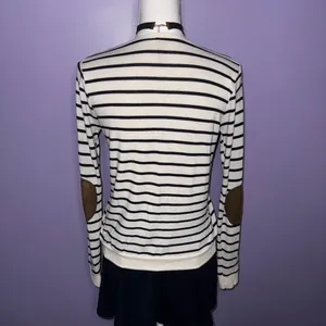 Poof! Striped Cream and Black Cardigan with Elbow Patches thumbnail 12