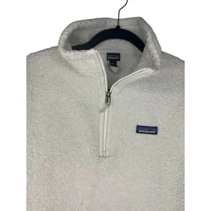 Patagonia Quarter Zip Sherpa Fleece Pullover Women Medium Off White Warm Hiking thumbnail 2