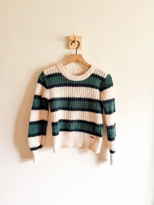 Abercrombie and Fitch Alpaca Wool Blend Colorblock Stripe Sweater Size XS thumbnail 3