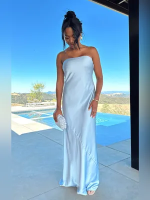 New Show Me Your Mumu Taylor Tube Maxi Dress size Medium M Steel Blue Strapless thumbnail 3