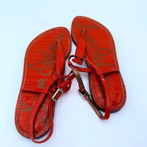 Sam Edelman Women's Orange Gigi Leather T-Strap Thong Sandals Size 6.5 thumbnail 5