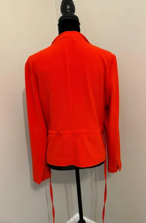 New York And Company New! Orange Belted Open Front Blazer Size L thumbnail 3