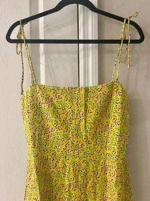Olivaceous Yellow Multicolor Speckled Tie-Detail Dress Size Medium thumbnail 2