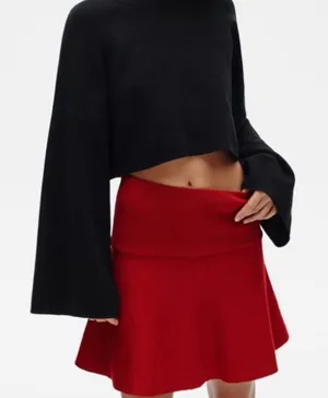 Zara Ribbed Mini Skirt Bright red (XS) thumbnail 1