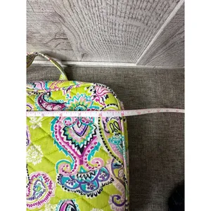 Ten Bears Quilted Paisley Shoulder Bag In Lime Green Pink Blue Zipper Closure thumbnail 6