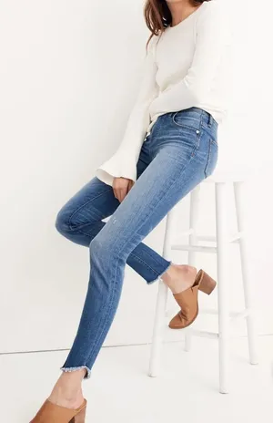 MADEWELL | Women's‎ 10" Chewed Tulip-Hem High-Rise Skinny Jeans, Size 24 thumbnail 1