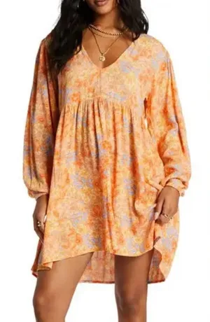 Billabong Mini Babydoll Dress Women’s Size Large Coquette Whimsical Floral X7 thumbnail 1
