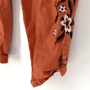 Soft Surroundings Cargo Pants L Burnt Orange Floral Embroidered Boho thumbnail 6