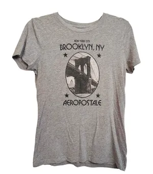 249 | Aeropostale Y2K Style Classic Crew Women L Brooklyn Graphic T-Shirt Gray‎ thumbnail 1