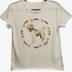 Free People We The Free Fur Friend Doodle Dog‎ Cream Tee Shirt Small Sold Out thumbnail 4