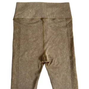 OFFLINE by Aerie Ribbed Seamless Leggings Tan‎ Acid Wash High Waisted Womens M thumbnail 6