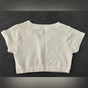 Madewell Cropped V-neck Tee Textured Size Medium thumbnail 3