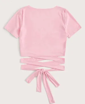 SheIn Pink Wrap Shirt thumbnail 2