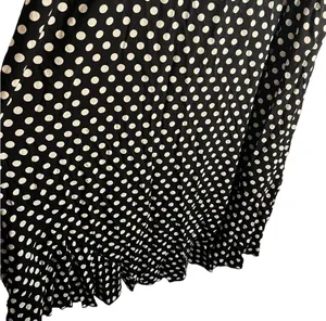 GRECERELLE Polka Dot High Low Faux Wrap Flowy High Low Maxi Dress Black White XL thumbnail 12