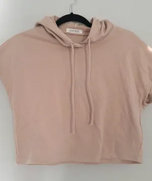 12th Tribe Cropped Boxy Hoodie in Tan thumbnail 1