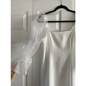Amanda Uprichard Sheer Puff Sleeve Mini Dress Size M White‎ Bridal Rush Sorority thumbnail 2