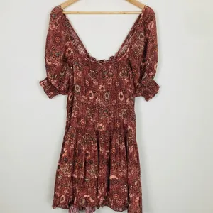 Ulla Johnson Juniper ruched floral 2022 mini dress in orange brown. Size 4 thumbnail 9