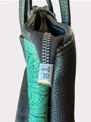 Trinity Ranch Embossed Turquoise Western Satchel Handbag Studded Purse thumbnail 9