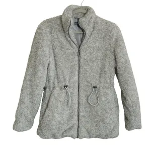 Democracy Size XS Faux Fur Jacket Grey Sherpa Full Zip Fall Contemporary Cozy thumbnail 1