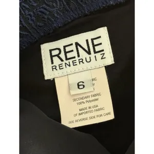 Rene Rene Ruiz Cocktail Sheath Dress‎ Size 6 Navy Blue Black Brocade Sleeveless thumbnail 3
