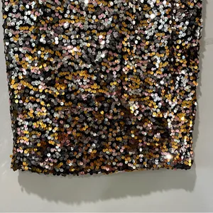 Women's Skirt Small Pencil Golden Sequin Embellished Waistband Party Gold‎ Black thumbnail 3