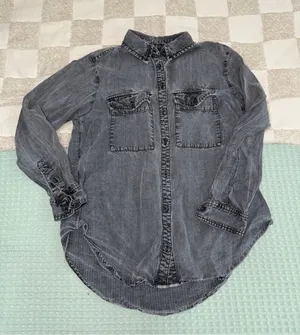 Pilcro Anthropologie Washed Black Denim Button-Up Shirt XXS‎ thumbnail 1