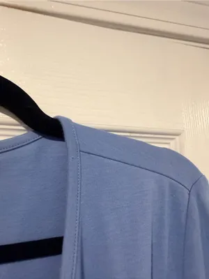 L.L.Bean Size L Blue Open Front Cardigan Supima Cotton Pima Knit Long Sleeve Top thumbnail 5
