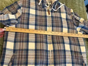 L.L.Bean Women's L Sherpa-Lined Plaid Flannel Hoodie Jacket Full Zip Cozy Layers thumbnail 10
