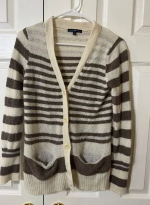 GAP Brown Striped Button Cardigan- size‎ L thumbnail 1