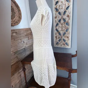 American Eagle Outfitters Cream Crochet Midi Dress thumbnail 2