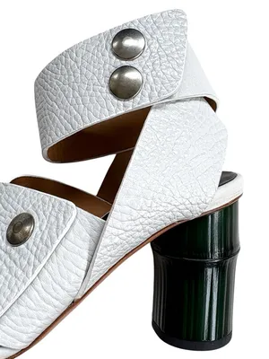 Like New Acne Studios Leather Pica Bamboo Heel Ankle Wrap Sandals White Size thumbnail 2
