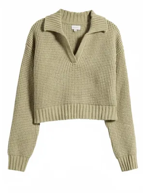 PacSun LA Hearts Gabriela Waffle Knit Collared Sweater Green NWT XL thumbnail 2