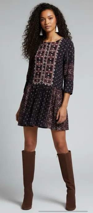 Anthropologie‎ Dress Small Womens Vanessa Virginia Embroidered Button Front Mini thumbnail 1