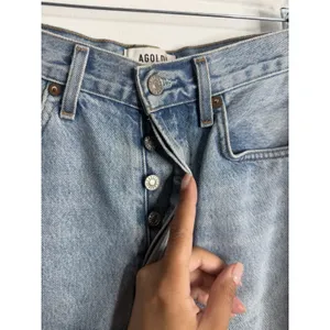 Agolde Riley‎ High Rise Crop Straight Jeans Renewal Blue Size 26 Minimalist thumbnail 7