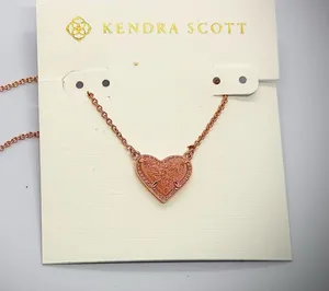 Kendra Scott Rose Gold Necklace Heart Drusy thumbnail 1