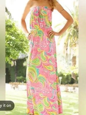 Lilly Pulitzer Womens Marlisa Maxi Dress Strapless Pink Xs thumbnail 6