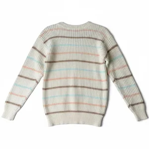 Vintage Helium 1980's‎ Retro Striped Crew Neck Sweater Cream Pastel Women Size L thumbnail 2