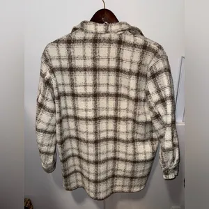 12th Tribe Beige Plaid Textured Jacket thumbnail 2