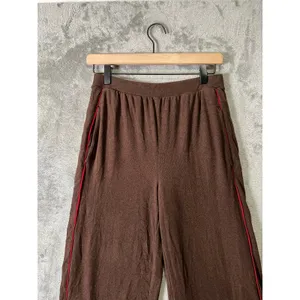 Varley Brushed Ribbed Wide Leg Pants Brown Contrast Stripe Lounge‎ Athleisure XS thumbnail 2