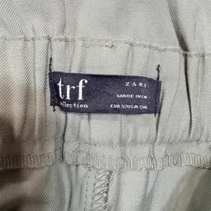 Zara TRF Sage Green Paperbag Waist Tapered Cuffed Pants Small Tie Belt High Rise thumbnail 6