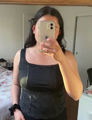 Vintage Floral Black Sweetheart Tank Top thumbnail 1
